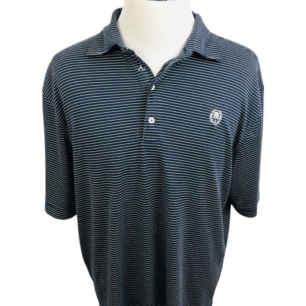iliac Golf Polo Shirt Men's XL Bert Lamar Blue Striped Logo Embroidered Figure‎